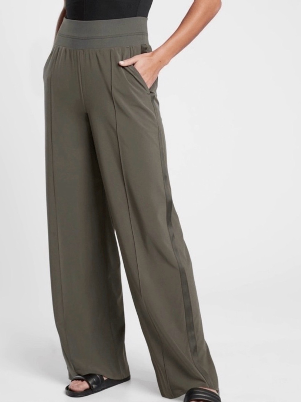 Athleta Nolita Wide Leg Pants In Mountain Olive Size 16
